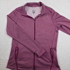 Nike Dri-FIT Full Zip Jacket Womens L Purple Excellent Thumbholes 520334-666